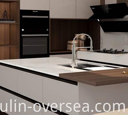 Modern wood grain and lacquer combination kitchen cabinet